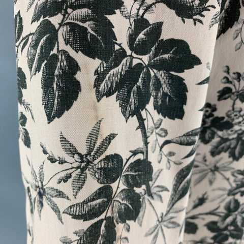 GUCCI Size 38 Cream Black Floral Cotton Single breasted Sport Coat