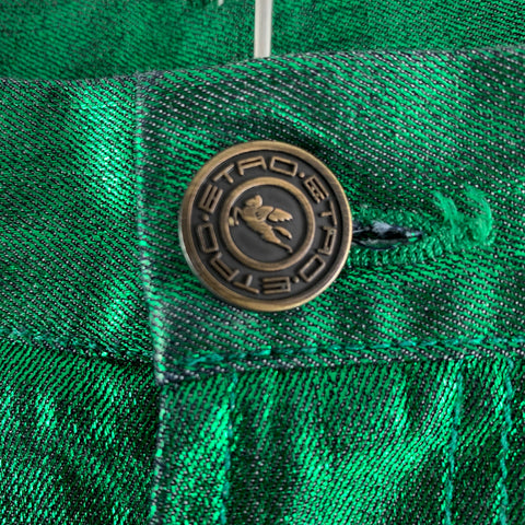 ETRO Size 38 Green Metallic Cotton Elastane Jean Cut Casual Pants