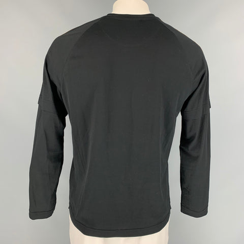 FENDI Size L Black Logo Cotton Simulated Layer Long Sleeve T-shirt