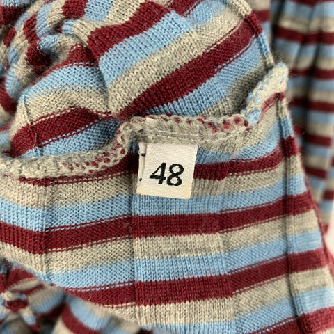 DOLCE & GABBANA Size S Burgundy Grey Stripe Knit Pullover