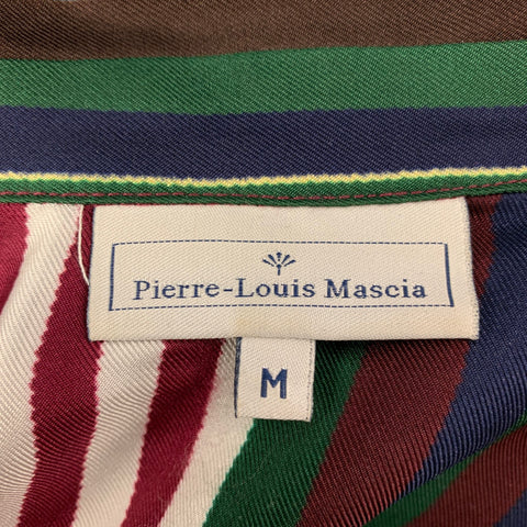 PIERRE-LOUIS MASCIA Size M Multi-Color Stripe Silk Camp Short Sleeve Shirt