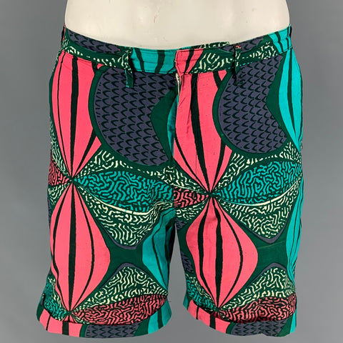 MONITALY Size 34 Multi-Color Print Cotton Zip Fly Shorts