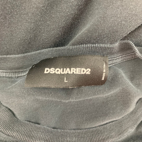DSQUARED2 Size L Black White Graphic Crew-Neck T-shirt