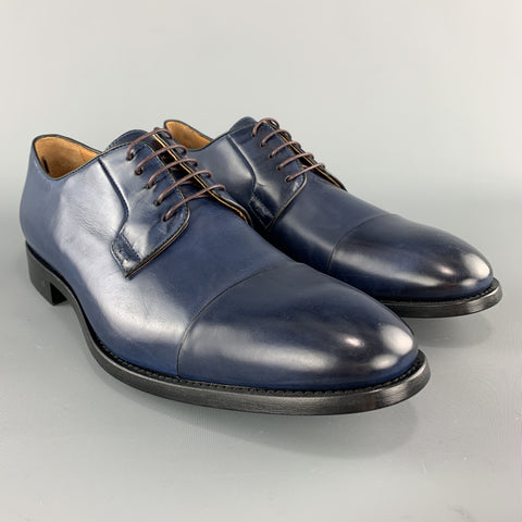 PS by PAUL SMITH Size 11 Navy Antique Leather Cap Toe Lace Up Dress Shoes