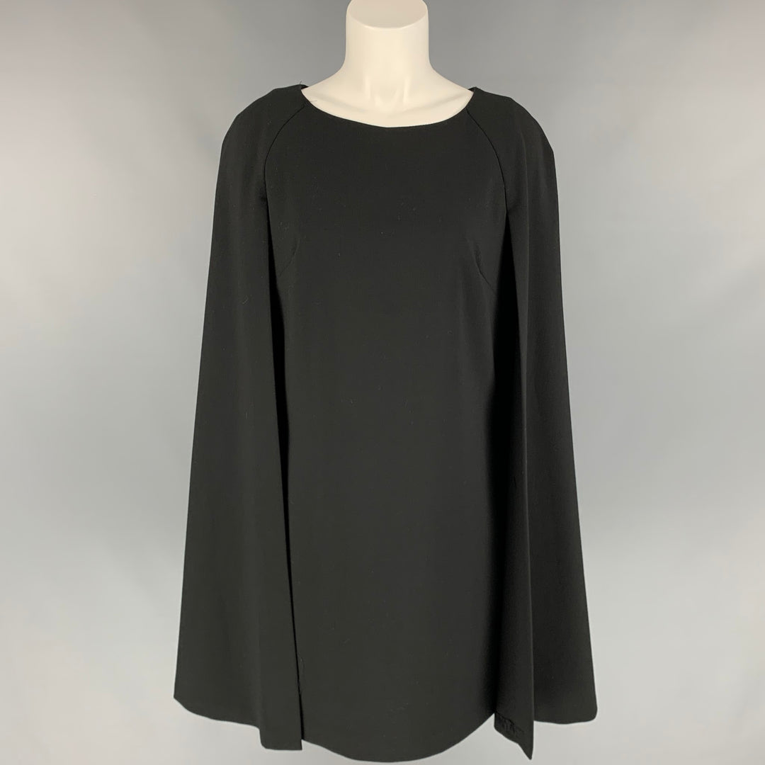 TRINA TURK Size 8 Black Polyester Blend Above Knee Cape Dress