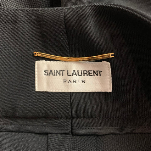 SAINT LAURENT Size 2 Black Wool High-Waisted Cropped Trousers