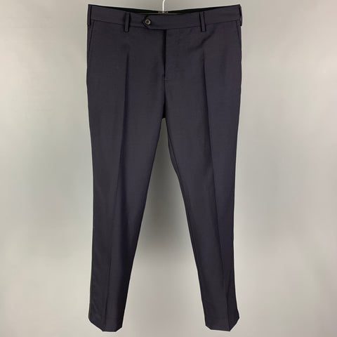VALENTINO Size 32 Navy Black Wool Mohair Tuxedo Dress Pants