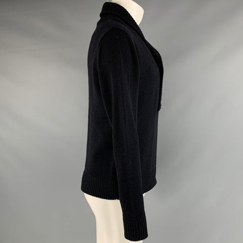 HYDEN YOO Size M Black Knit Wool Blend Shawl Collar Pullover