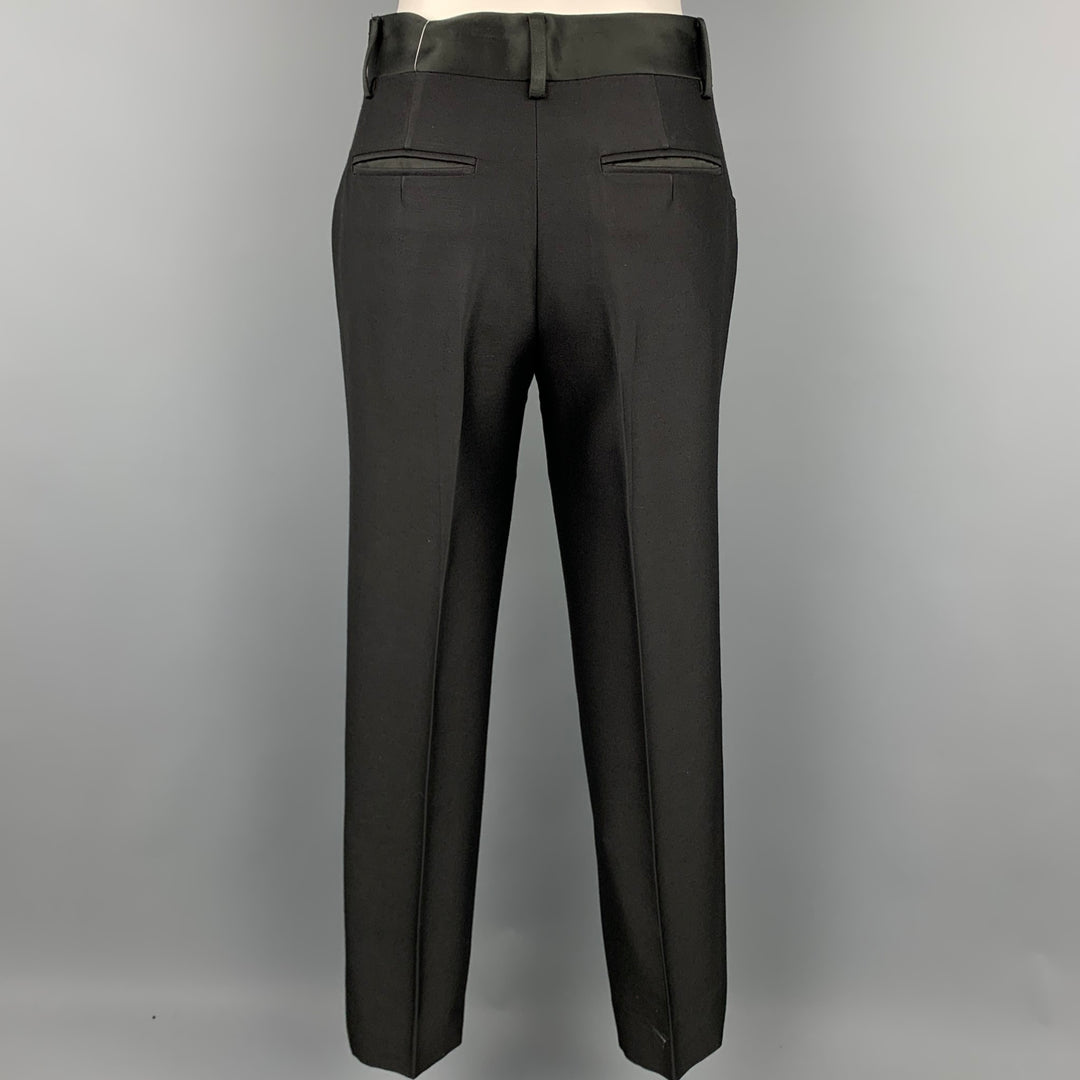 CHARLES NOLAN Taille 4 Pantalon habillé en laine / acétate noir