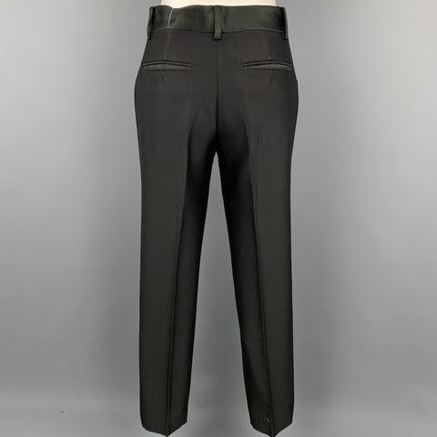 CHARLES NOLAN Talla 4 Pantalón de vestir de lana / acetato negro