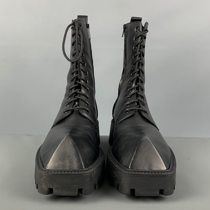 BALENCIAGA Rhino Size 11 Black Lace Up Pyramid Chuncky Boots