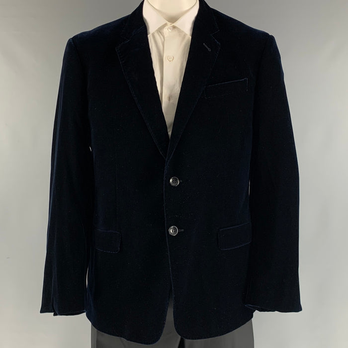 GIORGIO ARMANI Size 46 Navy Velvet Viscose Blend Notch Lapel Sport Coat