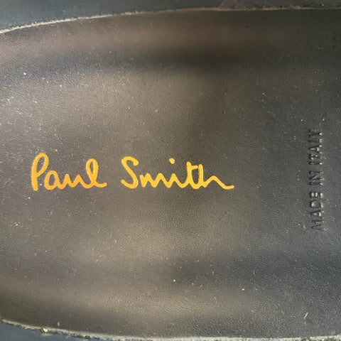 PAUL SMITH Size 9 Navy Perforated Leather Cap Toe Lace Up Shoes