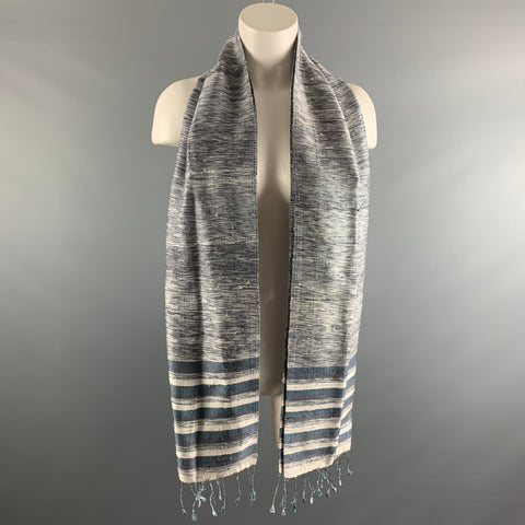 ARTISANS ANGKOR Grey Cream Woven Silk Scarf