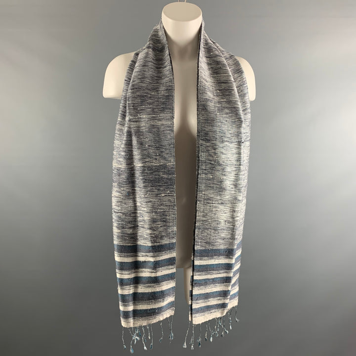 ARTISANS ANGKOR Grey Cream Woven Silk Scarf