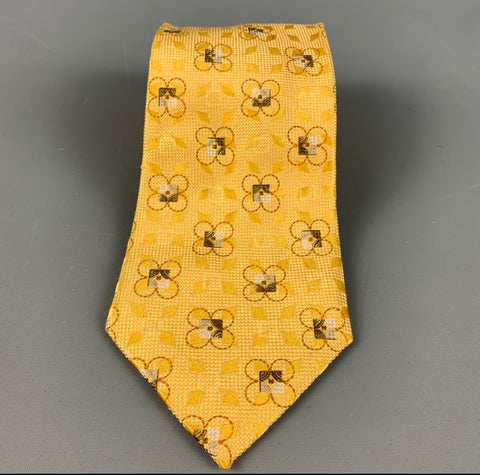 ERMENEGILDO ZEGNA Yellow Jacquard Silk Tie