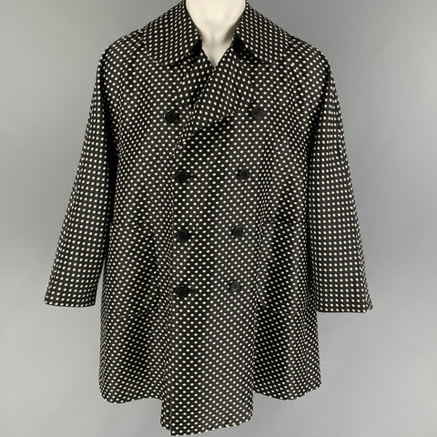 COMME des GARCONS HOMME PLUS Size XS Black White Polka Dot Polyester Coat