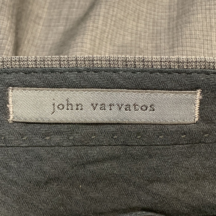 JOHN VARVATOS Size 36 Charcoal Window Pane Virgin Wool 30 Zip Fly Dress Pants