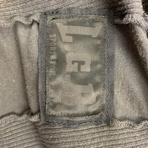 LGB Taille M Cardigan asymétrique côtelé en coton gris et jaune
