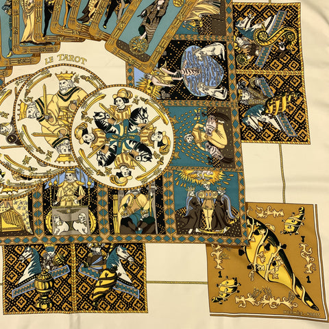 HERMES LE TAROT Beige Silk Scarf