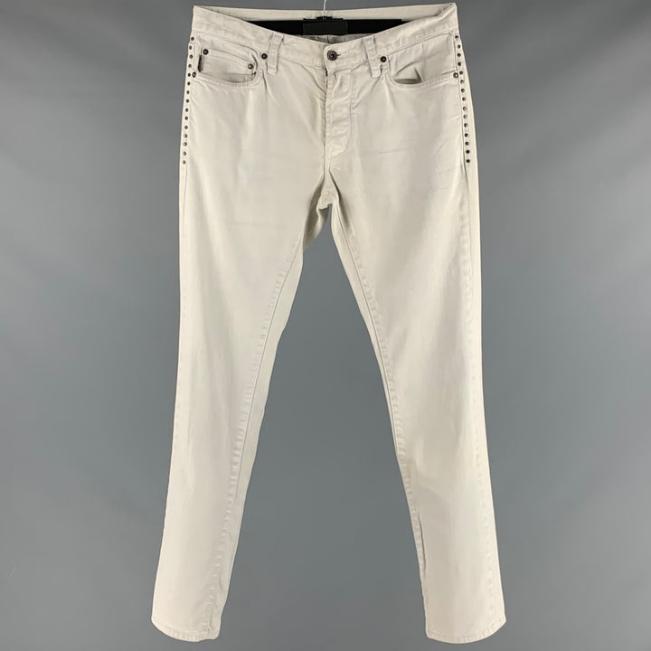 JOHN VARVATOS * U.S.A. Size 31 Light Blue Studded Cotton Elastane Jeans