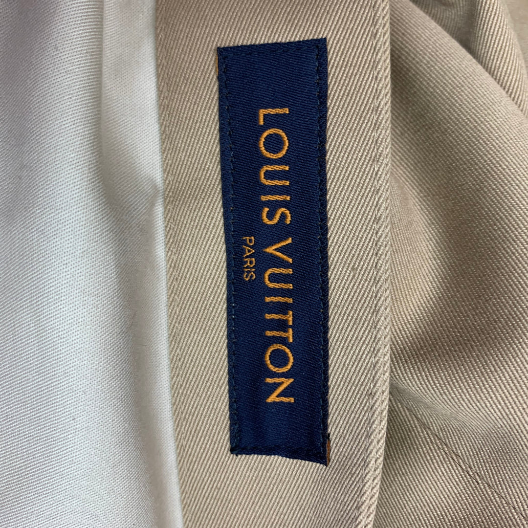 LOUIS VUITTON Size 34 Khaki Solid Cotton Polyester Zip Fly  display picture 2