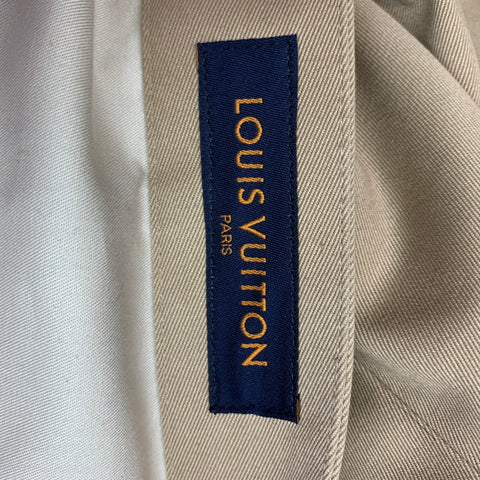 LOUIS VUITTON Taille 34 Pantalon habillé en polyester et coton uni kaki avec braguette zippée