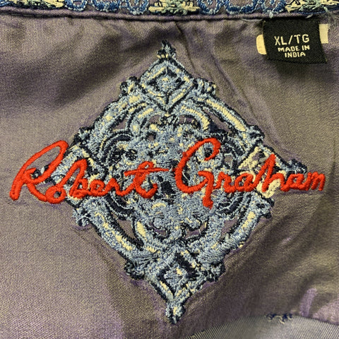 ROBERT GRAHAM Size XL Blue Print Cotton Button Up Long Sleeve Shirt