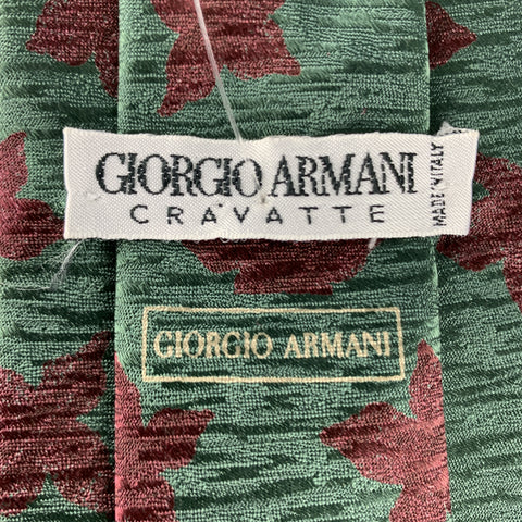 GIORGIO ARMANI Olive & Brown Floral Print Silk Tie