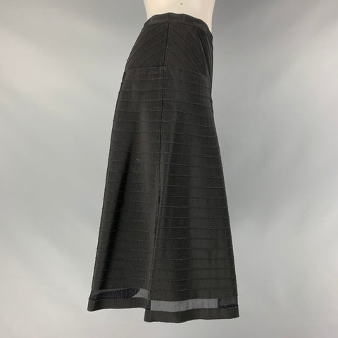 PRADA Taille 2 Jupe trapèze texturée en viscose et coton noirs