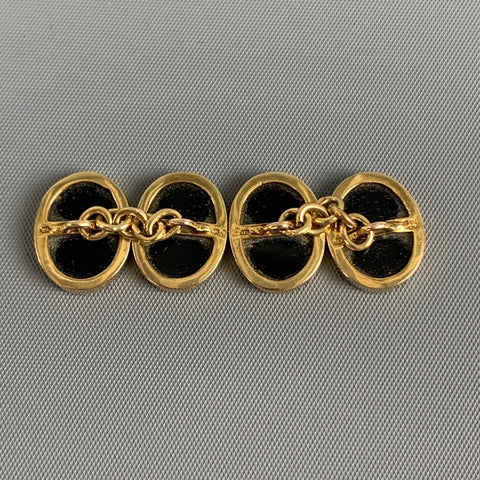 NO BRAND Black Blue Stripe Sterling Cuff Links