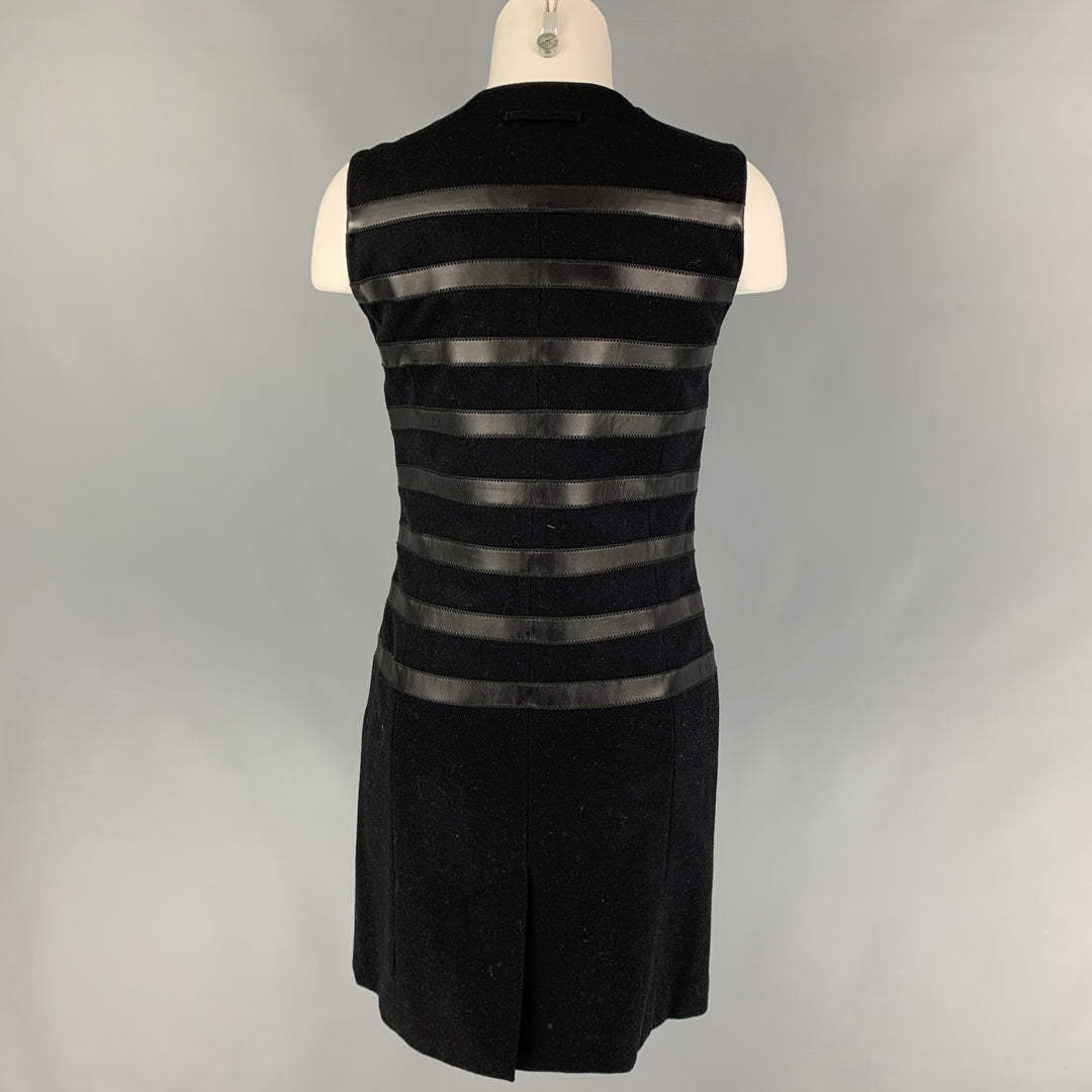 JEAN PAUL GAULTIER Size 6 Black Wool Blend Mixed Materials Shift Dress