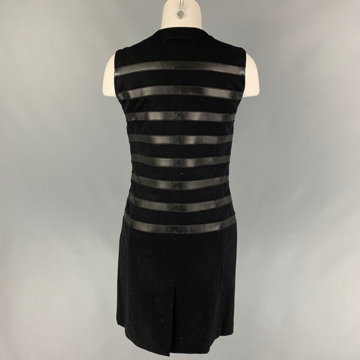 JEAN PAUL GAULTIER Size 6 Black Wool Blend Mixed Materials Shift Dress