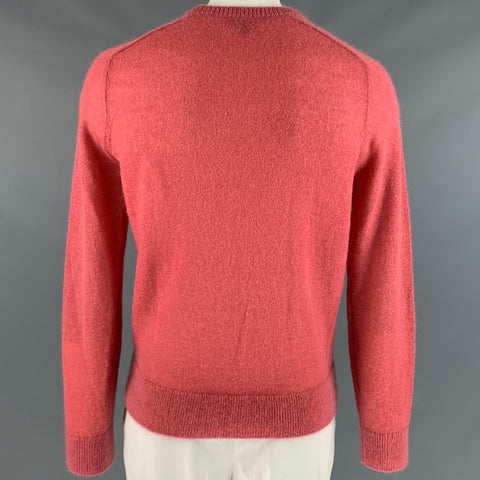 TODD SNYDER Size L Orange Knit Mohair Blend Crew-Neck Pullover