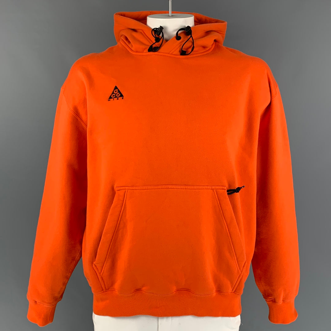 NIKE x ACG Size L Orange Cotton Hoodie Sweatshirt