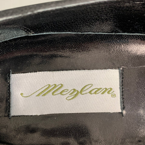 MEZLAN Size 8.5 Black Patent Leather Tuxedo Loafers