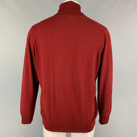 ERMENEGILDO ZEGNA Size M Burgundy Wool Turtleneck Sweater