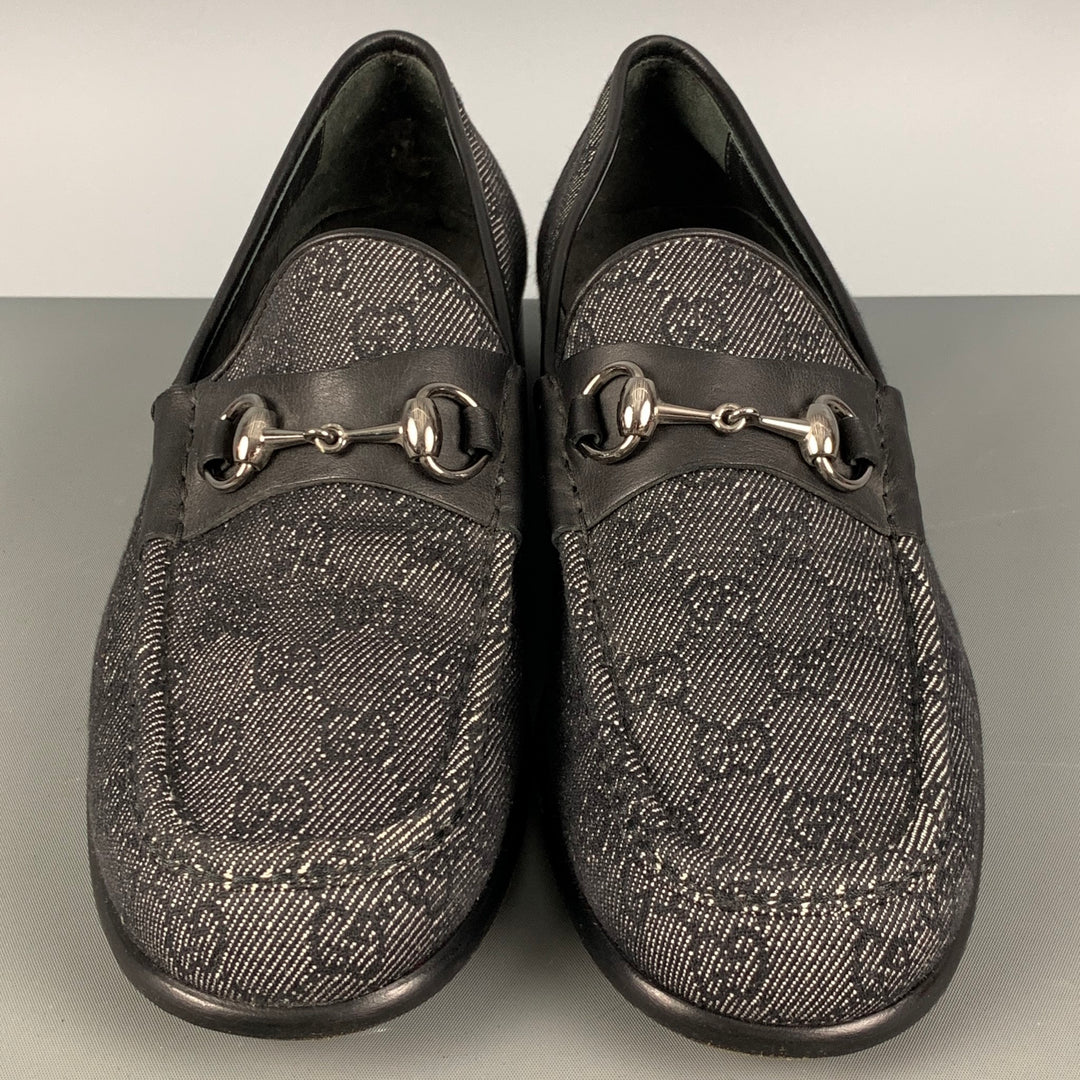 GUCCI Size 10 Black White Monogram Canvas Loafers – Sui 
