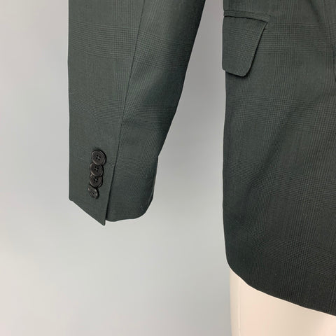 PAUL SMITH x BARNEYS NEW YORK Taille 38 Manteau de sport à revers cranté en laine Glenplaid noir