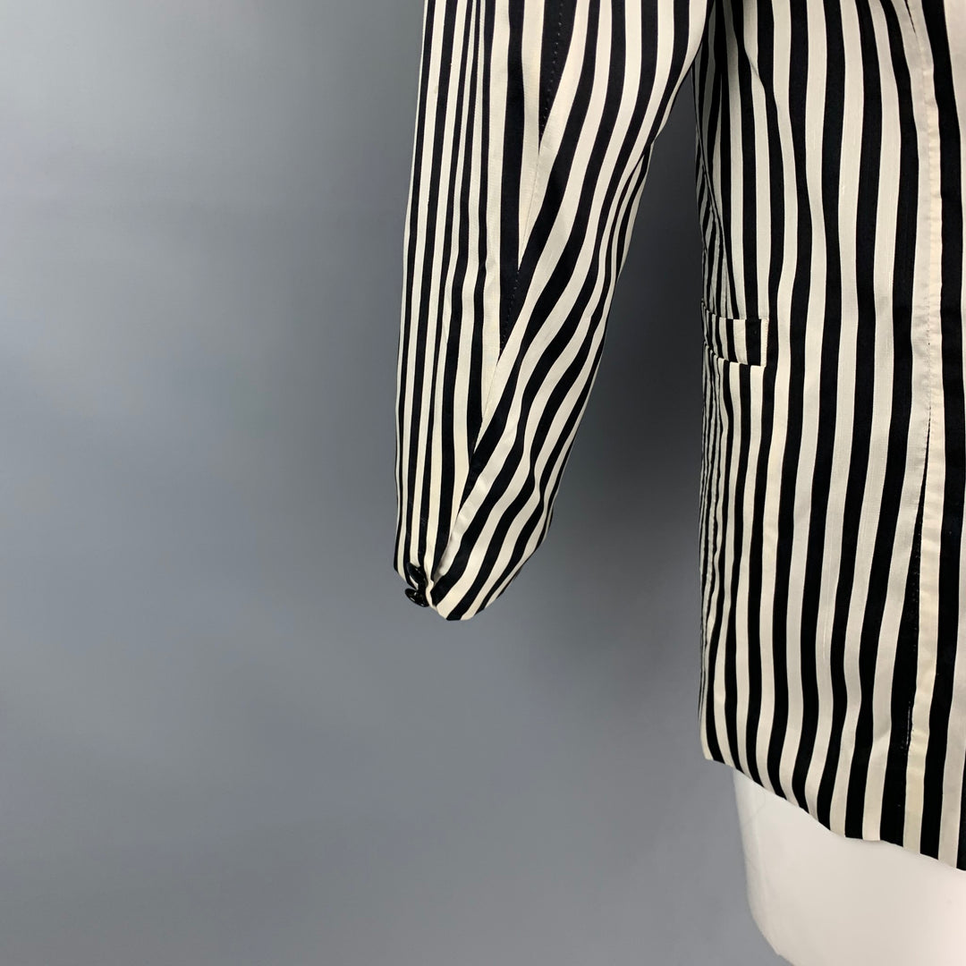 Vintage GIANNI VERSACE Size 38 Black & White Vertical Stripe Notch Lapel Sport Coat