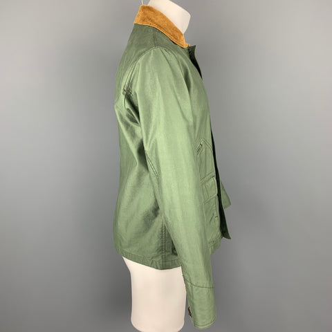 ONES STROKE Size M Olive Cotton Lined Corduroy Collar Buttoned Jacket