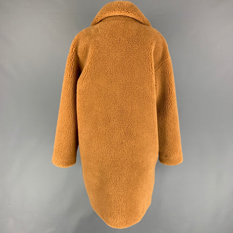 STAND STUDIO Notch Revers Taille L Tan Texturé Fausse Fourrure Manteau