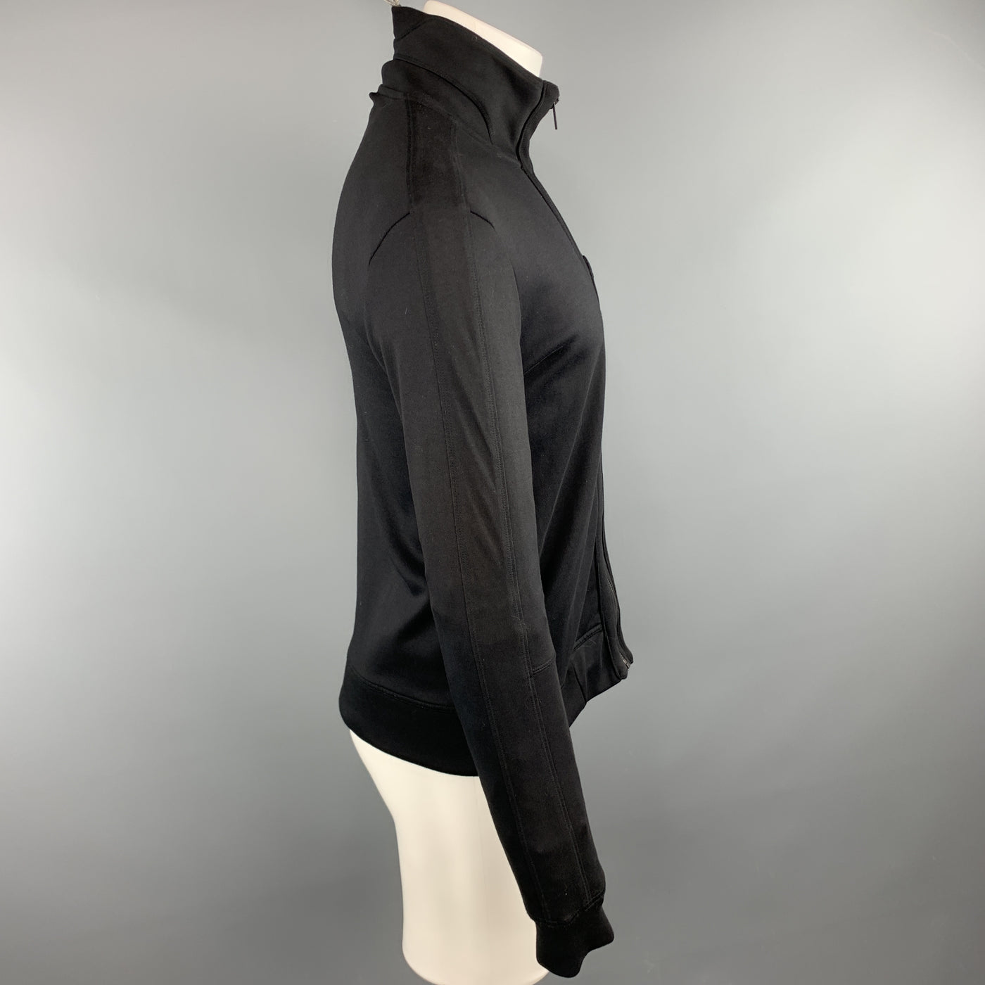 HUGO BOSS Size S Solid Black Cotton Zip Up Jacket