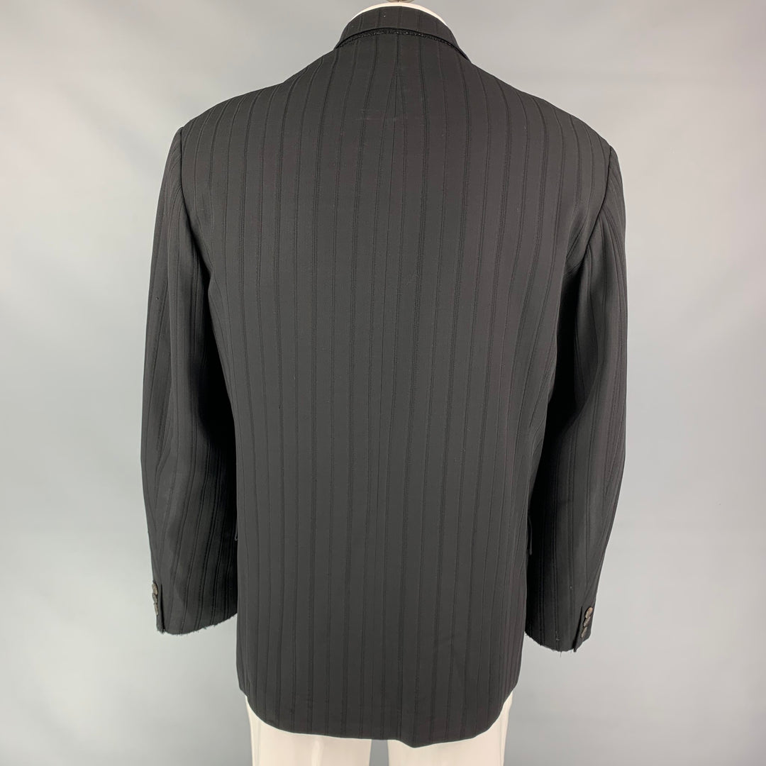 YOHJI YAMAMOTO Size M Black Stripe Wool Oversized Coat
