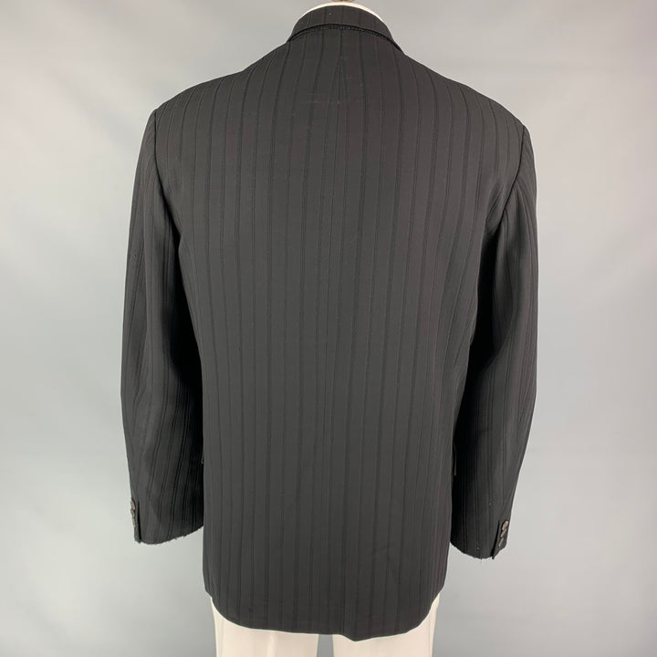 YOHJI YAMAMOTO Size M Black Stripe Wool Oversized Coat