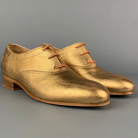 FORTE_FORTE Size 9 Gold Metallic Leather Lace Up Flats