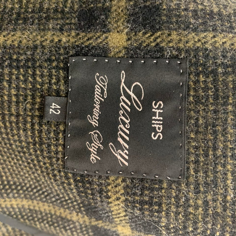 SHIPS Taille S Manteau de sport à revers à carreaux olive noir