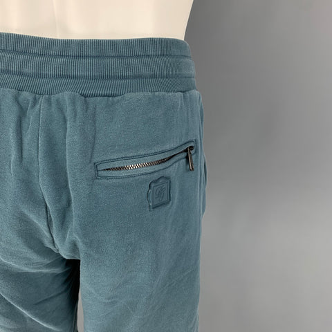 DOLCE & GABBANA Size 30 Teal Washed Cotton Drawstring Shorts