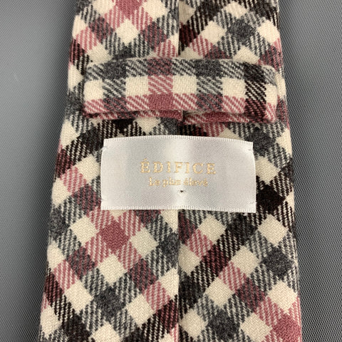 Corbata de lana a cuadros gris EDIFICE