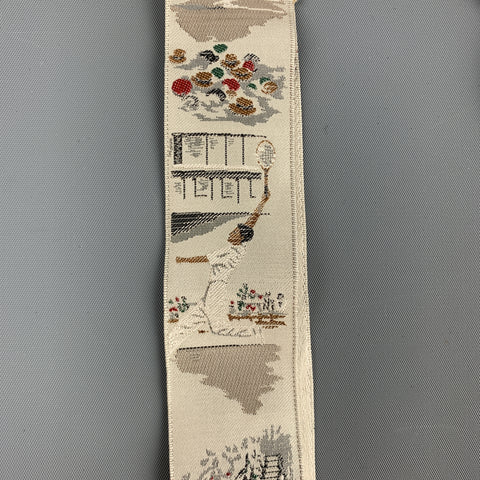 TRAFALGAR Tennis Print Beige Silk Leather Trim Suspenders